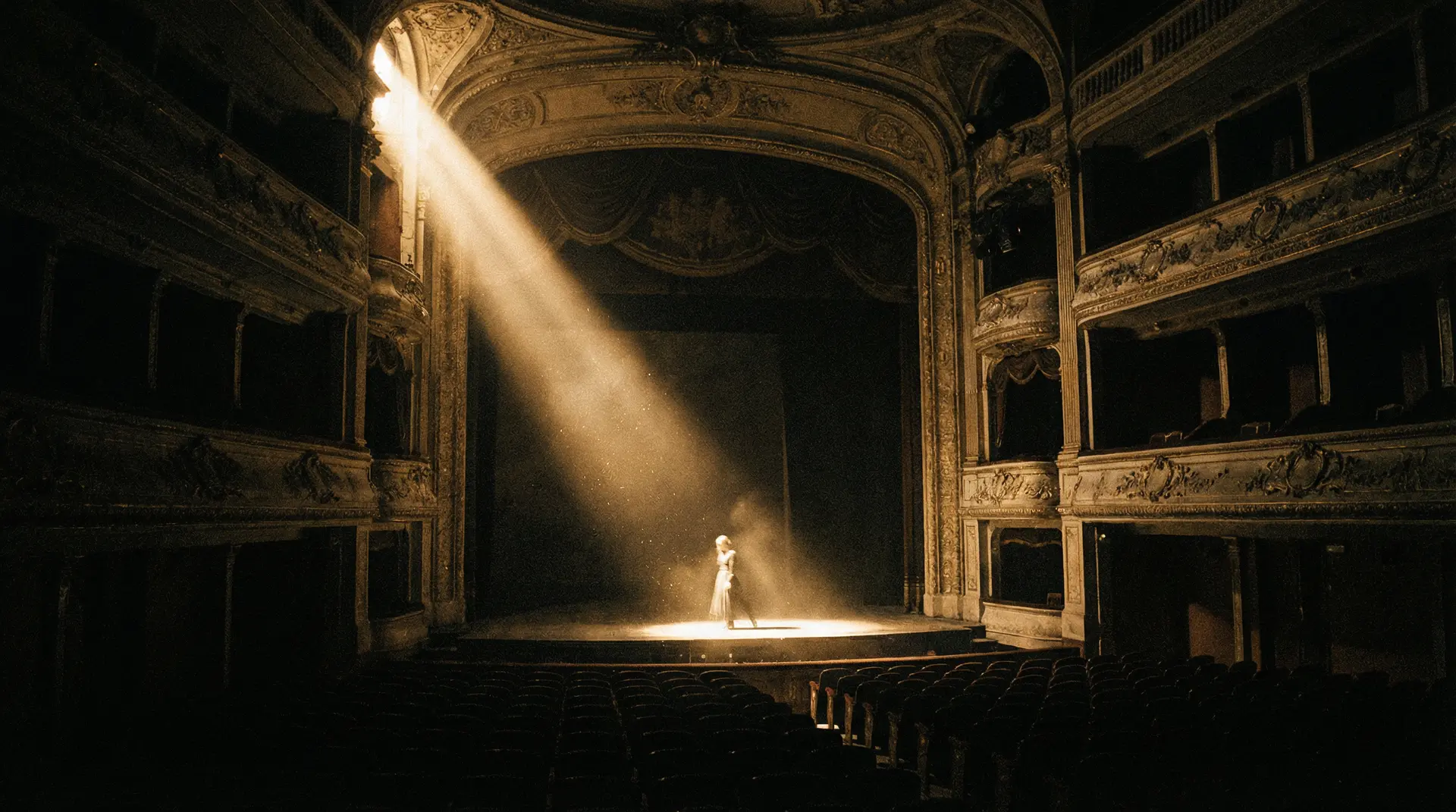 撸撸杜 艺术探索系列 - 光影构图，聚光灯穿透华丽剧院的黑暗